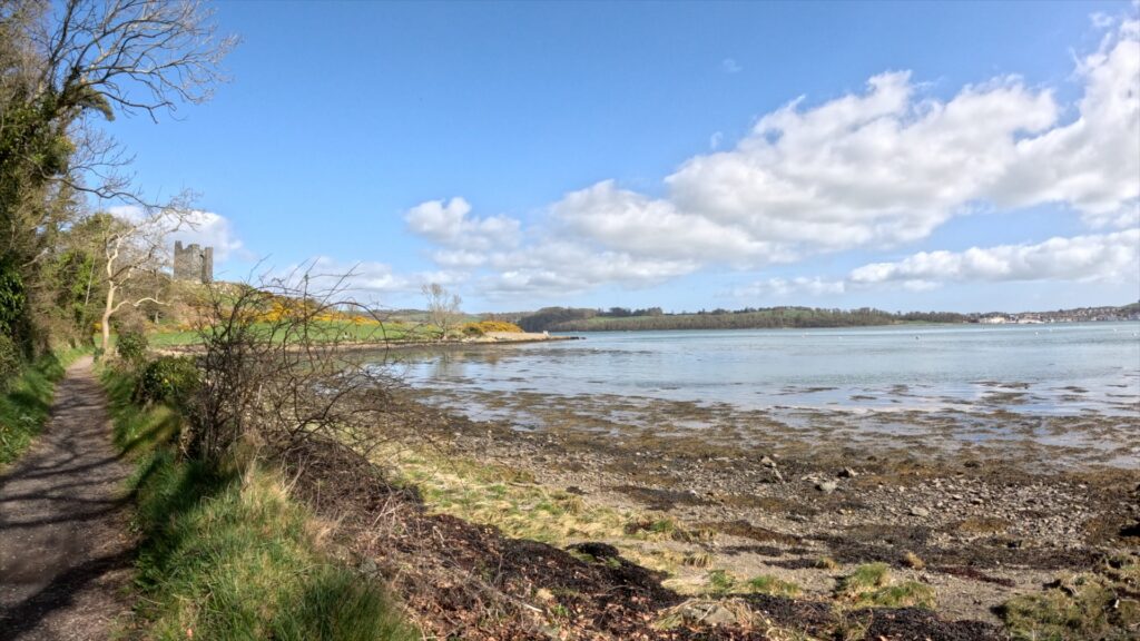 Walking Trail along Strangford Lough at Castleward and Audleys Castle in the distance