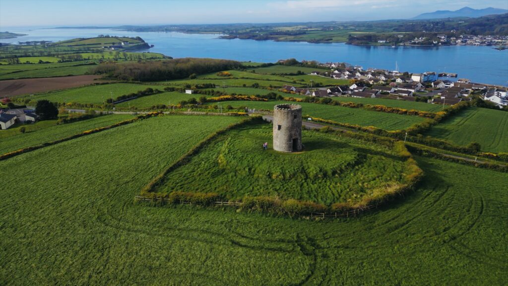 Ancient remains of a windmill in Portaferry overlooking Strangford Lough